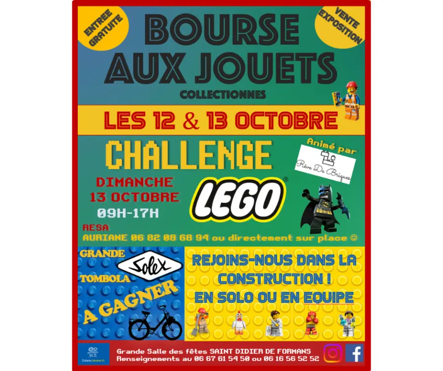 Affiche de la bourse aux jouets et du challenge Lego