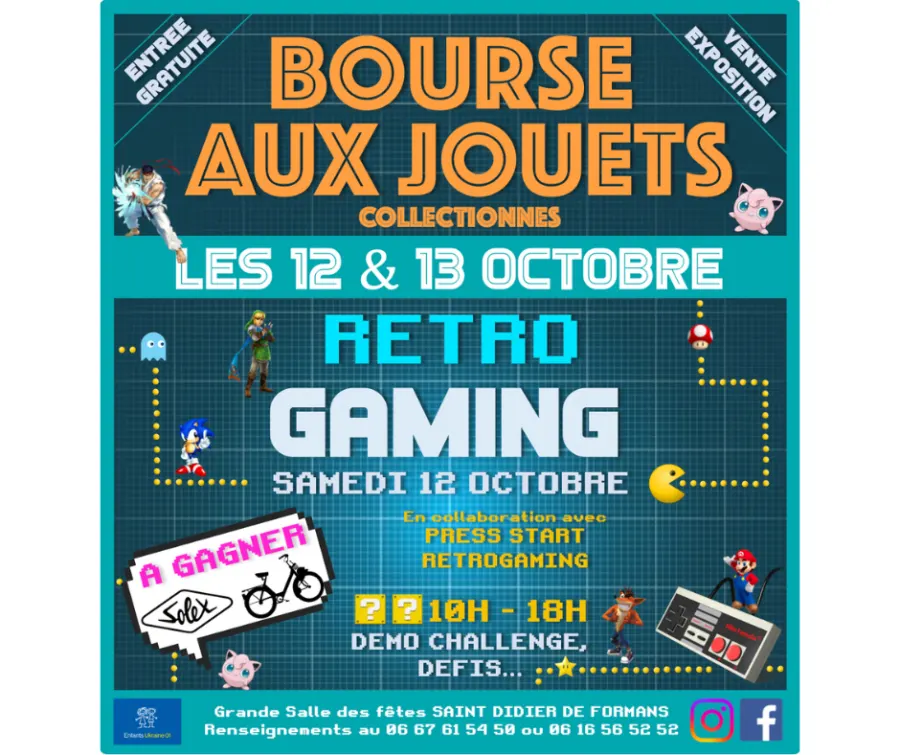 Affiche bourse aux jouets et rétro gaming